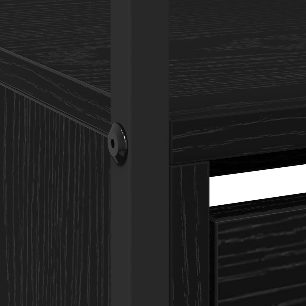 kengäteline 4 kääntyvällä laatikolla Musta tammi 100x34x112 cm - Image 9