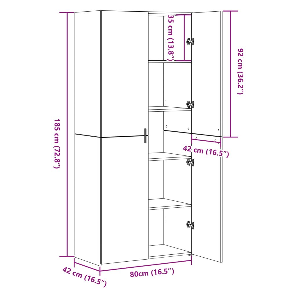 Highboard Käsityökuusi 40x42.5x185 cm Valmistettu puu - Image 12
