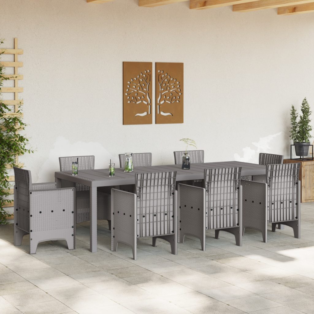 Puutarhapöytä Vaaleanharmaa 250x100x73 cm Poly Rattan, Puutarhapöytä Vaaleanharmaa 100x100x73 cm Poly Rattan, Puutarhapöytä Vaaleanharmaa 150x100x73 cm Poly Rattan - Image 3