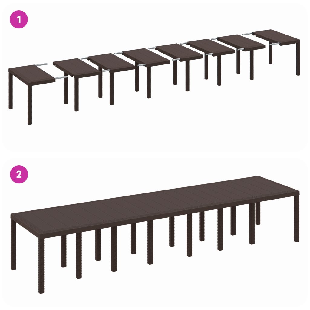 Puutarhapöytä Ruskea 400x100x73 cm Poly Rattan, Puutarhapöytä Ruskea 250x100x73 cm Poly Rattan, Puutarhapöytä Ruskea 150x100x73 cm Poly Rattan - Image 10