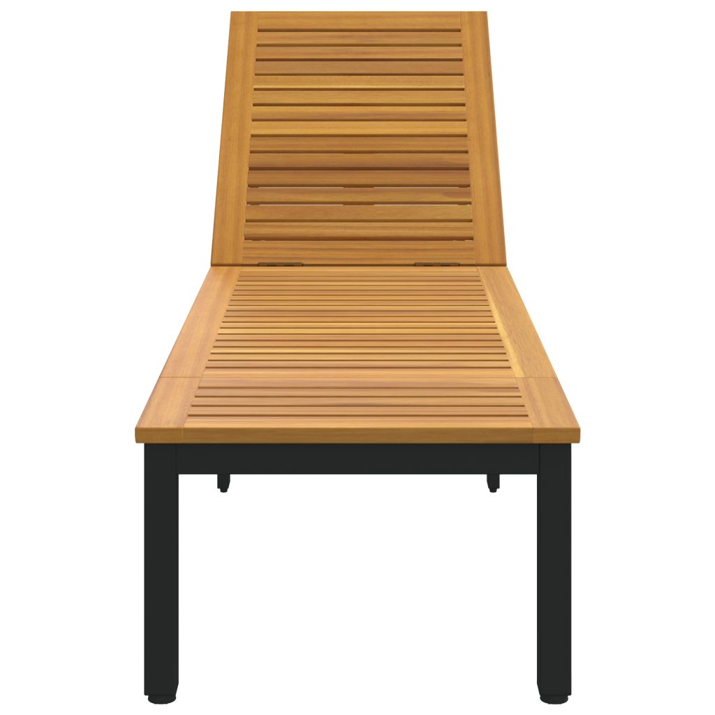 Aurinkotuoli Musta 200x55x35 cm Vahvasta Akaasiapuusta - Image 6