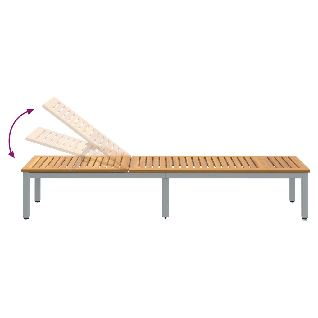 Aurinkotuoli Harmaa 200x55x35 cm Solid Wood Acacia - Image 12