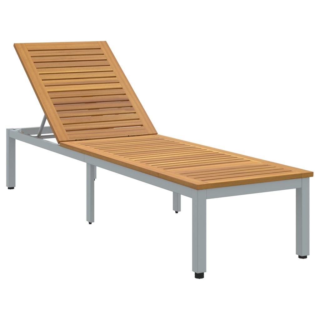 Aurinkotuoli Harmaa 200x55x35 cm Solid Wood Acacia - Image 2