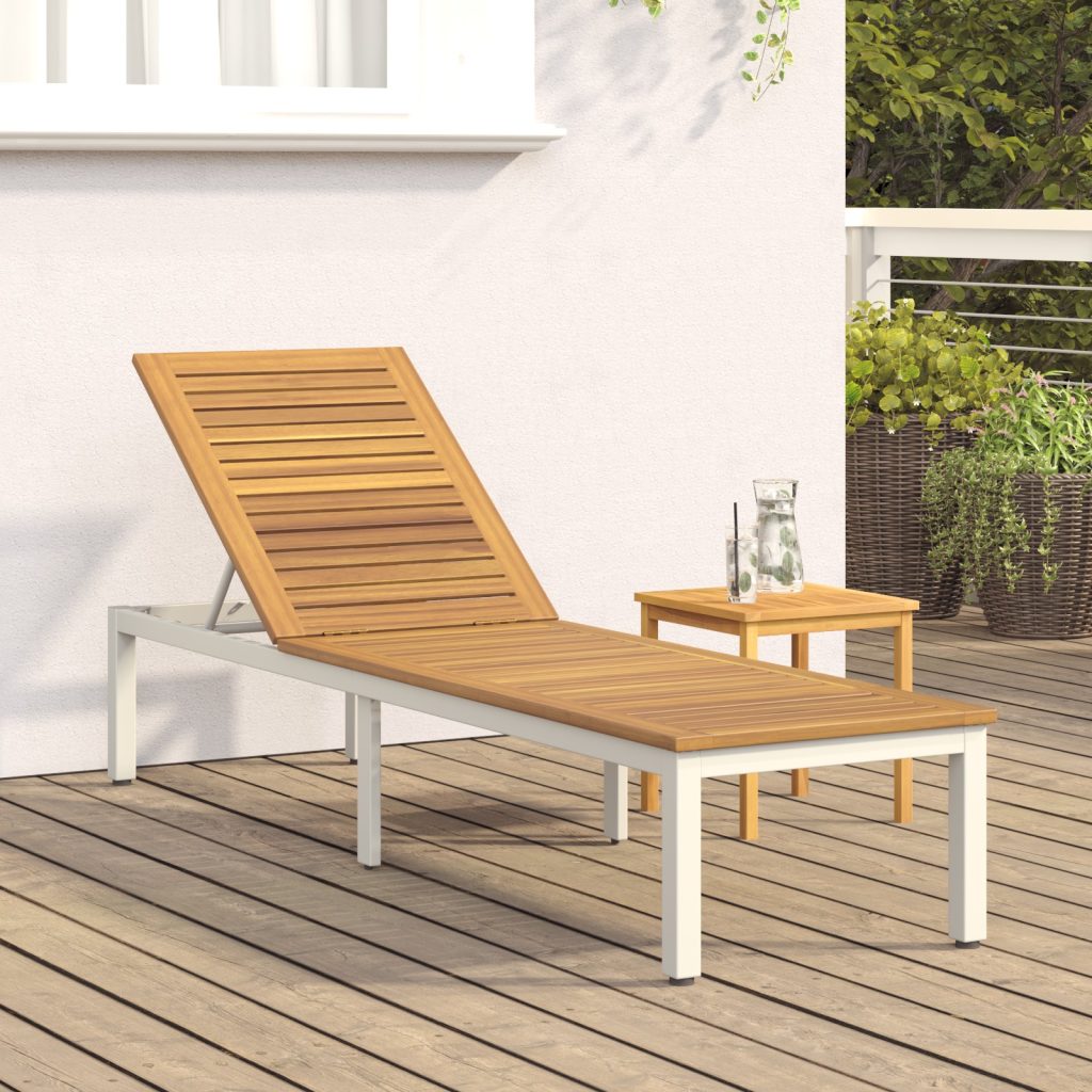 Aurinkotuoli Harmaa 200x55x35 cm Solid Wood Acacia - Image 4