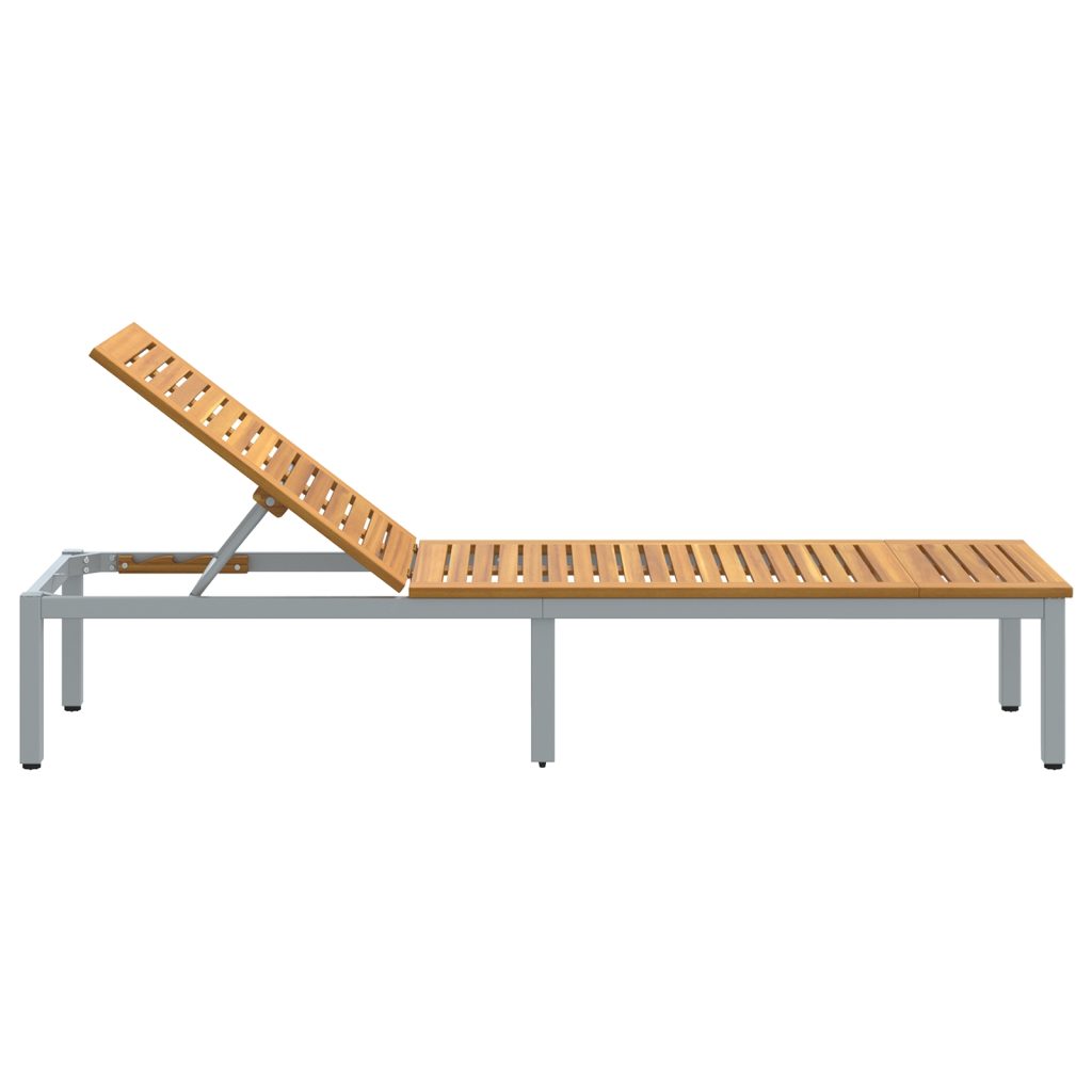 Aurinkotuoli Harmaa 200x55x35 cm Solid Wood Acacia - Image 7