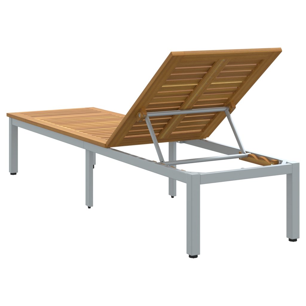 Aurinkotuoli Harmaa 200x55x35 cm Solid Wood Acacia - Image 9
