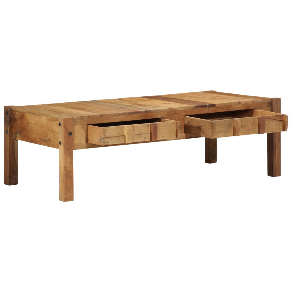 Kahvipöytä 110x55x35 cm Massiivinen Kierrätetty Puu - Image 3