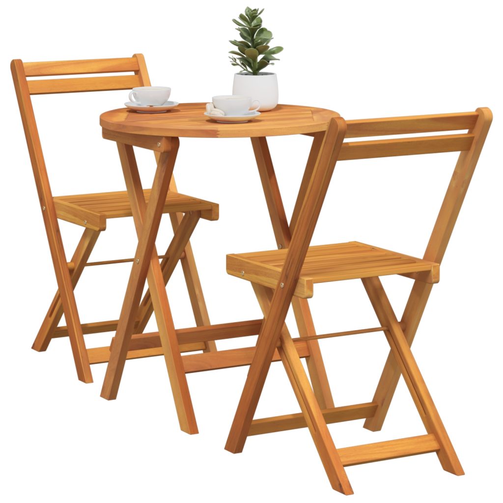 3-osainen kokoontaitettava bistro-setti massiivipuusta akasiasta - Image 3