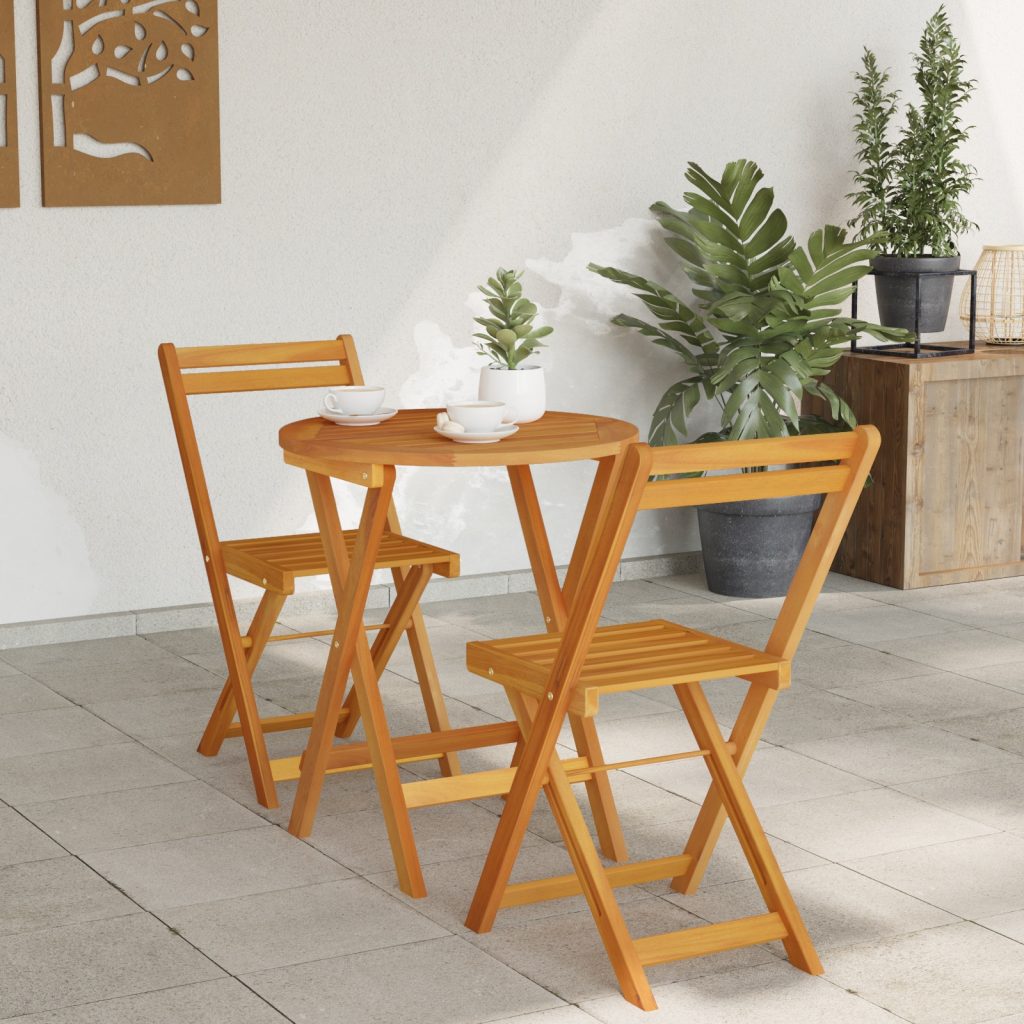 3-osainen kokoontaitettava bistro-setti massiivipuusta akasiasta - Image 4