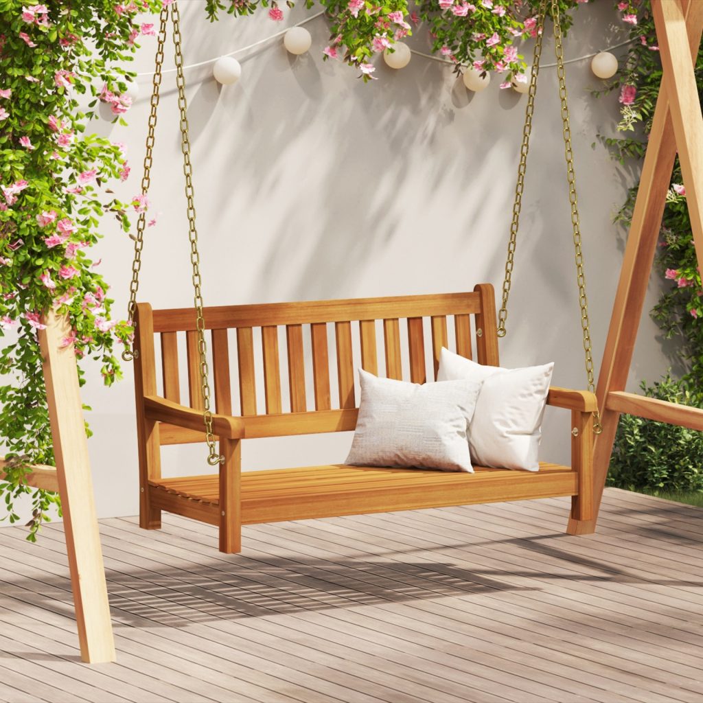 2-Hengen Puutarha Swing Penkki 110x56x58 cm Massiivinen Puu Akasia