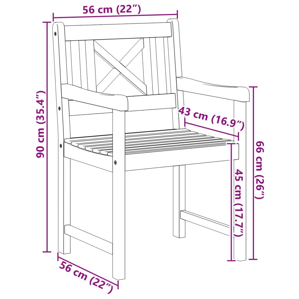 Puutarhatuolit 2 kpl 56x56x90 cm Täysi puu akaasiapuu - Image 10