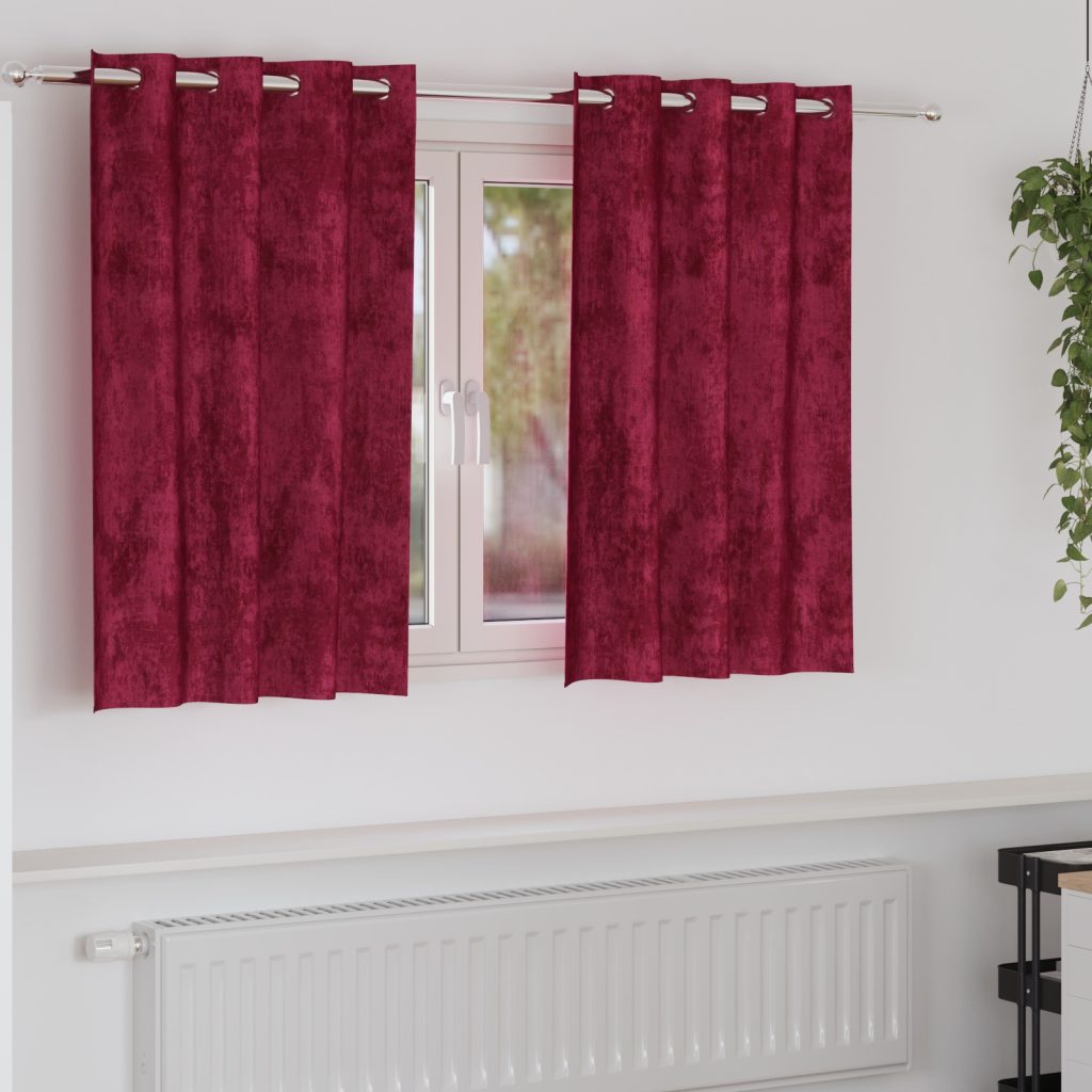 Samettiverhot Viininpunainen Polyesteri 140 x 140 cm Verho