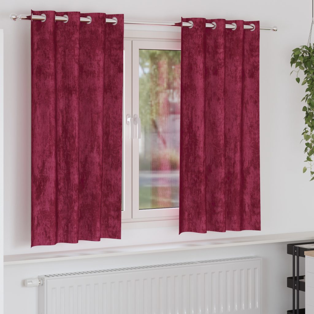 Samettiverhot 2 kpl silmukoilla, Viininpunainen 175x140 cm