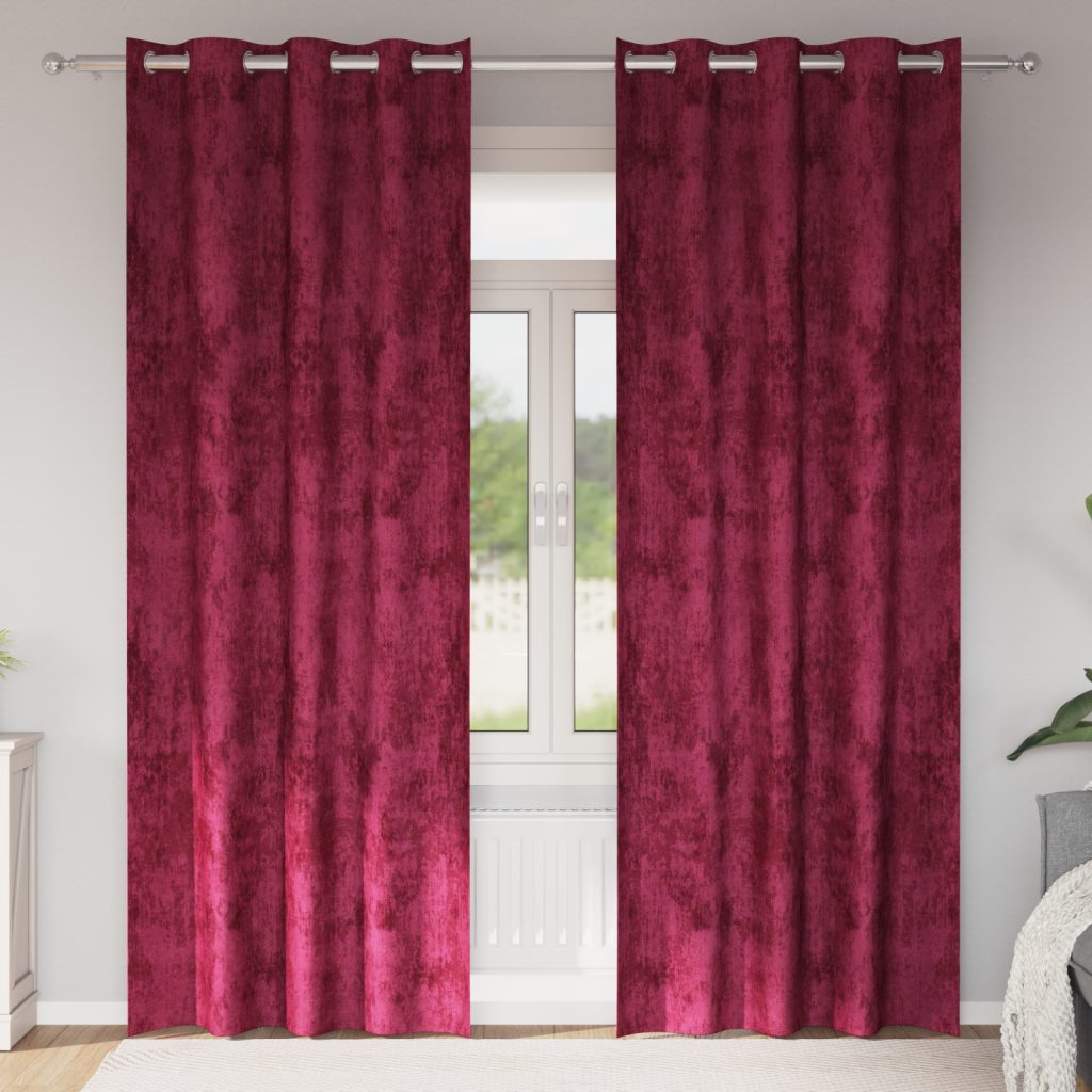 Samettiverhot 2 kpl silmukoilla Viininpunainen 245x140 cm