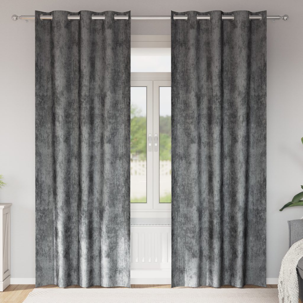 samettiverhot 2 kpl silmukoilla harmaa 260x140 cm