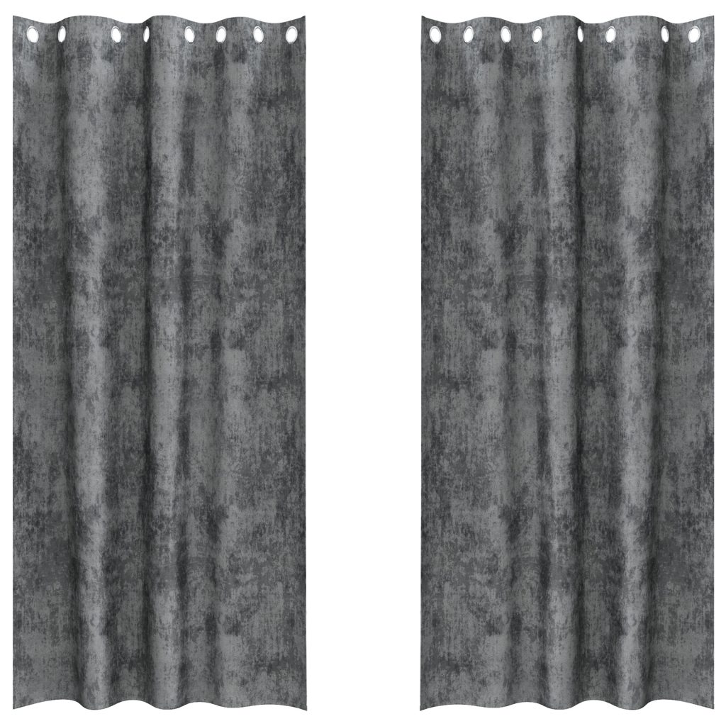 samettiverhot 2 kpl silmukoilla harmaa 260x140 cm - Image 2