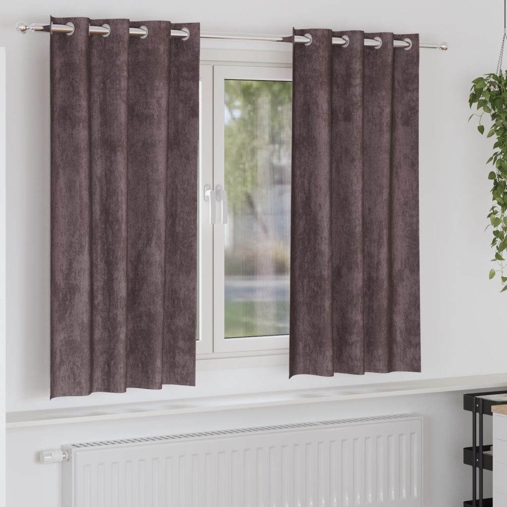 Samettiverhot 2 kpl silmukoilla ruskea 175x140 cm