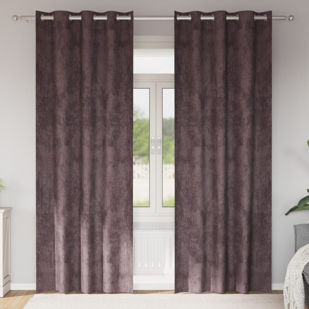 Samettiverhot 2 kpl Silmukoilla Ruskea 260x140 cm