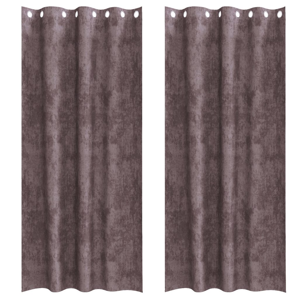 Samettiverhot 2 kpl Silmukoilla Ruskea 260x140 cm - Image 2