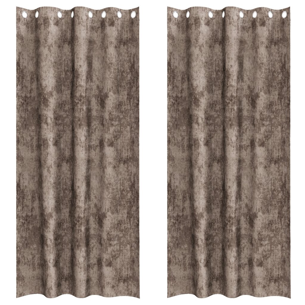 samettiverhot 2 kpl silmukoilla kahvi 245x140 cm - Image 2