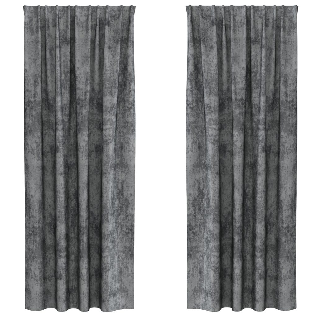 Samettiverhot 2 kpl Kierreikkunoilla Harmaa 260x140 cm - Image 2