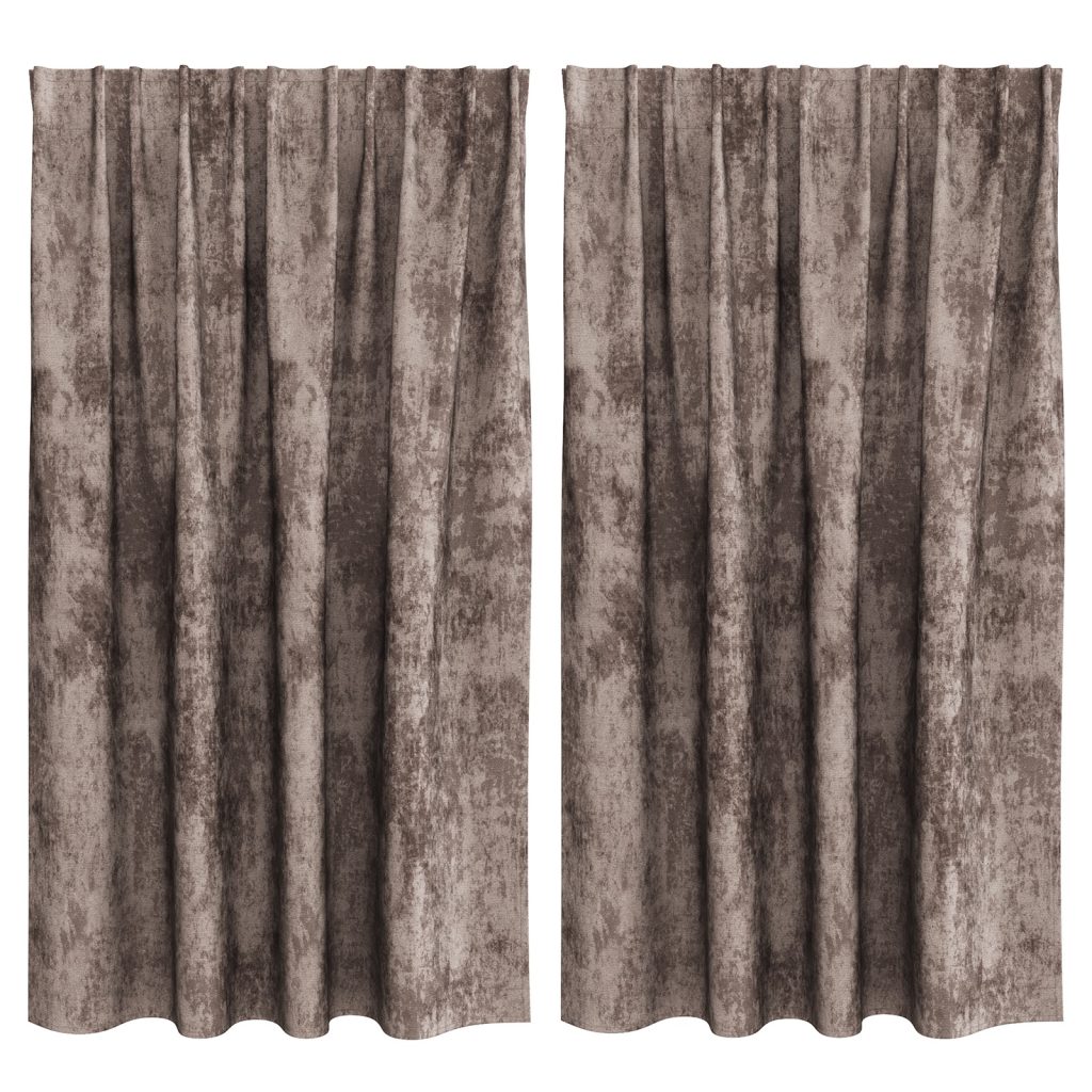 Samettiverhot 2 kpl tankotaskuilla, kahvi 140x140 cm - Image 2