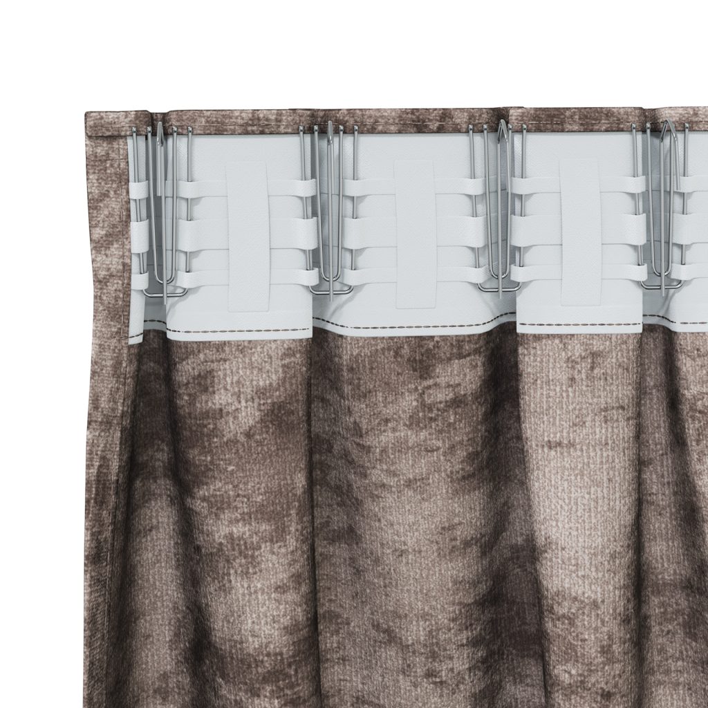 Samettiverhot 2 kpl tankotaskuilla, kahvi 140x140 cm - Image 4