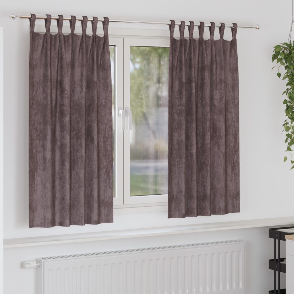 Samettiverhot 2 kpl nauhoilla Ruskea 175x140 cm