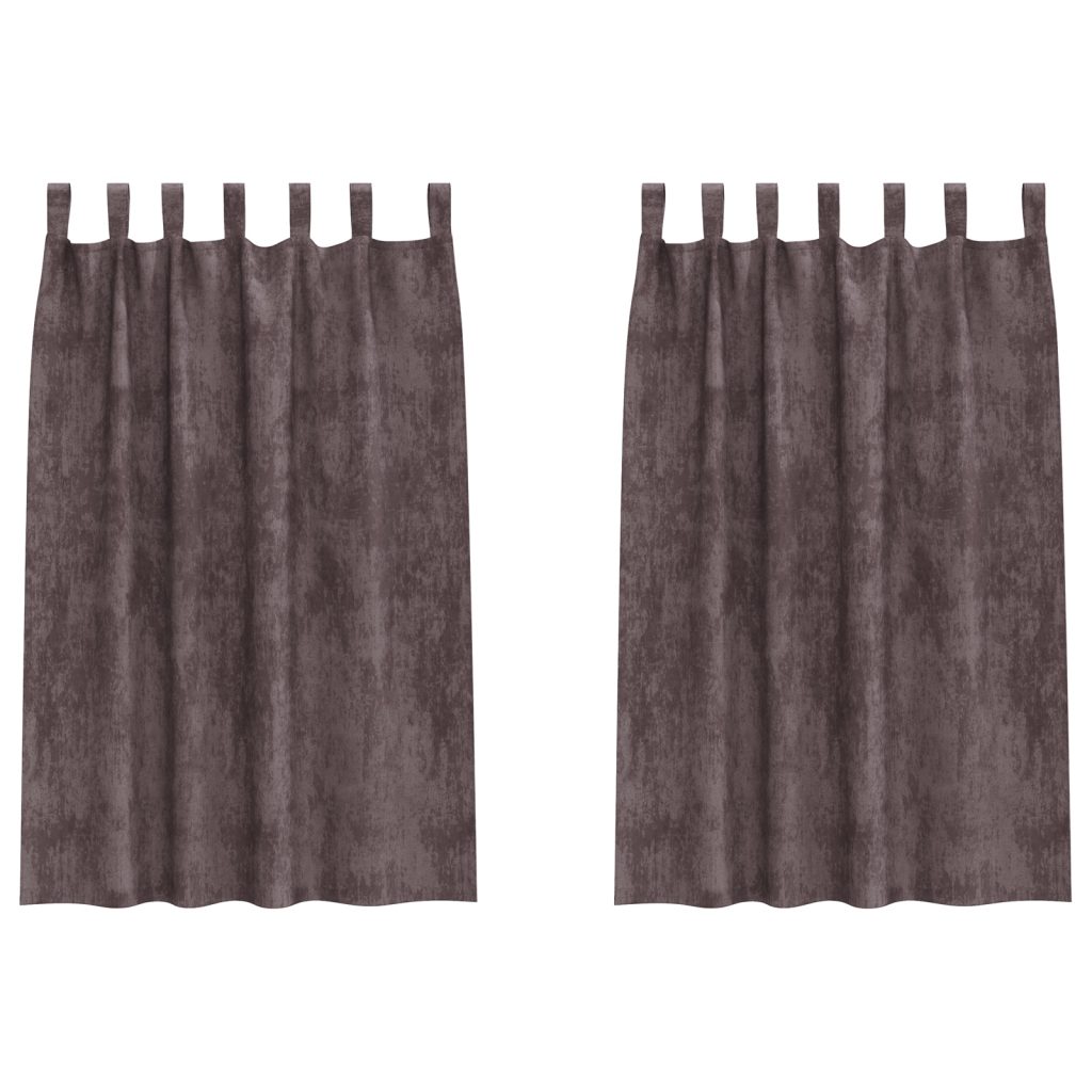 Samettiverhot 2 kpl nauhoilla Ruskea 175x140 cm - Image 2