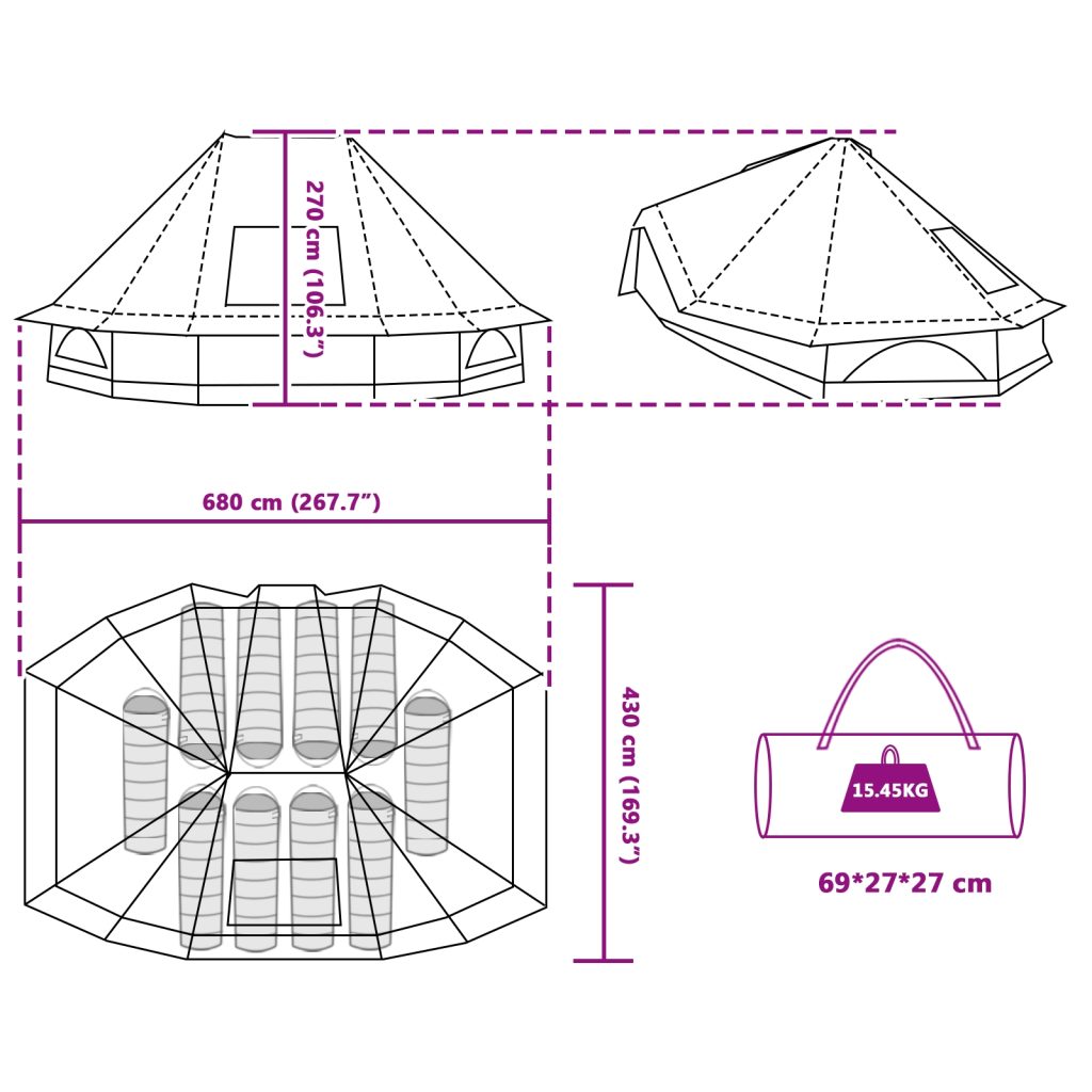 Perheteltta Tipi Sininen 10 Henkilön Vedenpitävä - Image 12