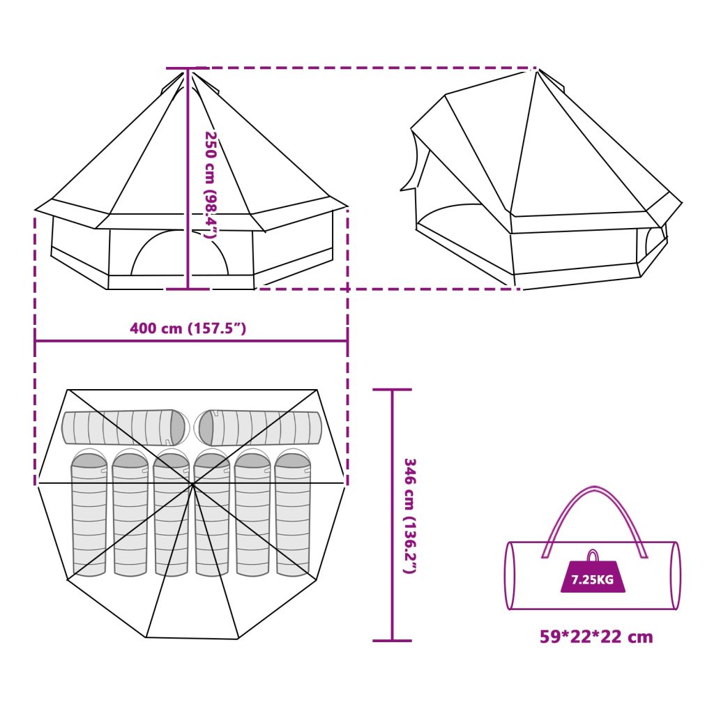 Perheteltta Tipi Vihreä 8-Hengen Vedenpitävä - Image 12