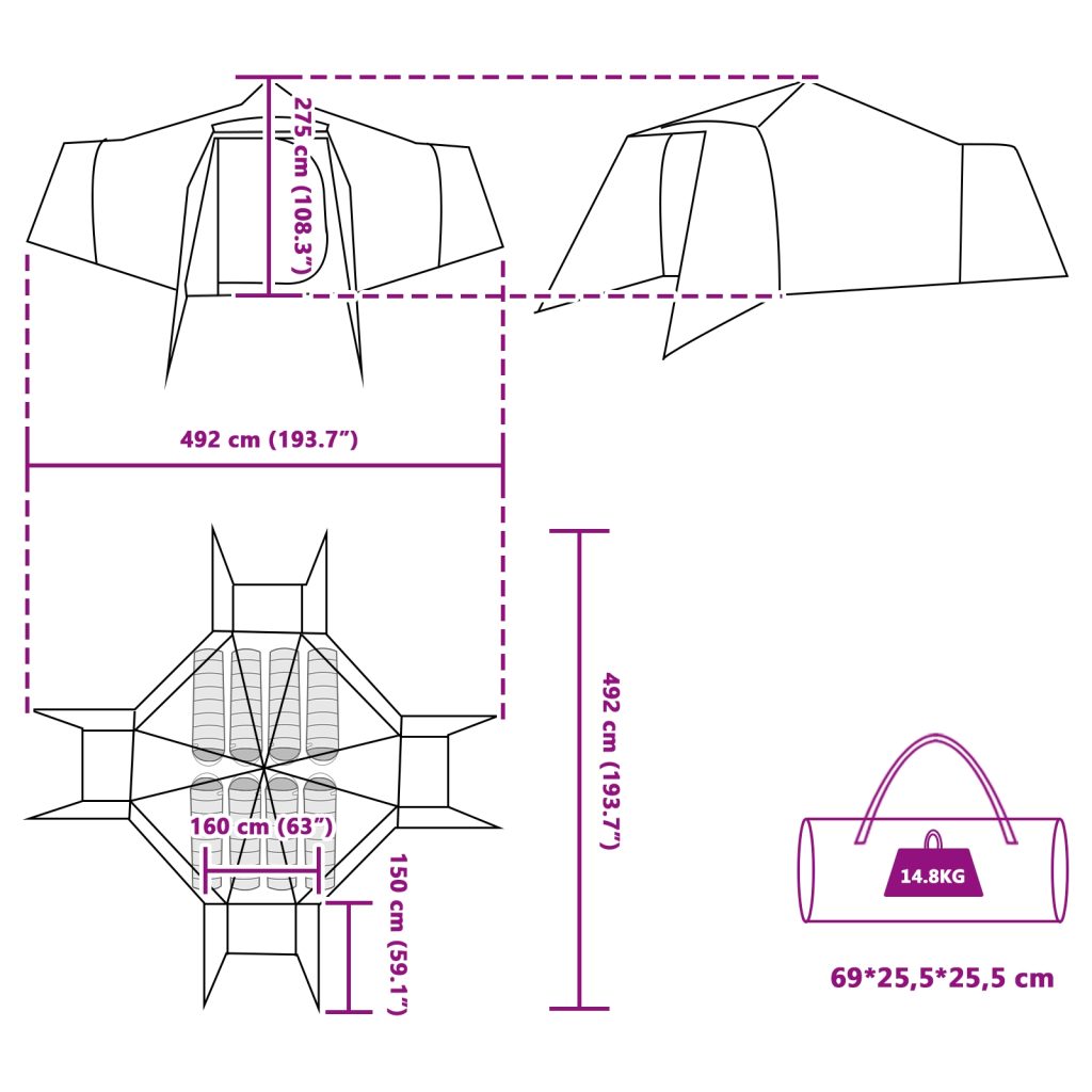 Perheteltta Tipi Sininen 8-hengen Vedenpitävä - Image 11