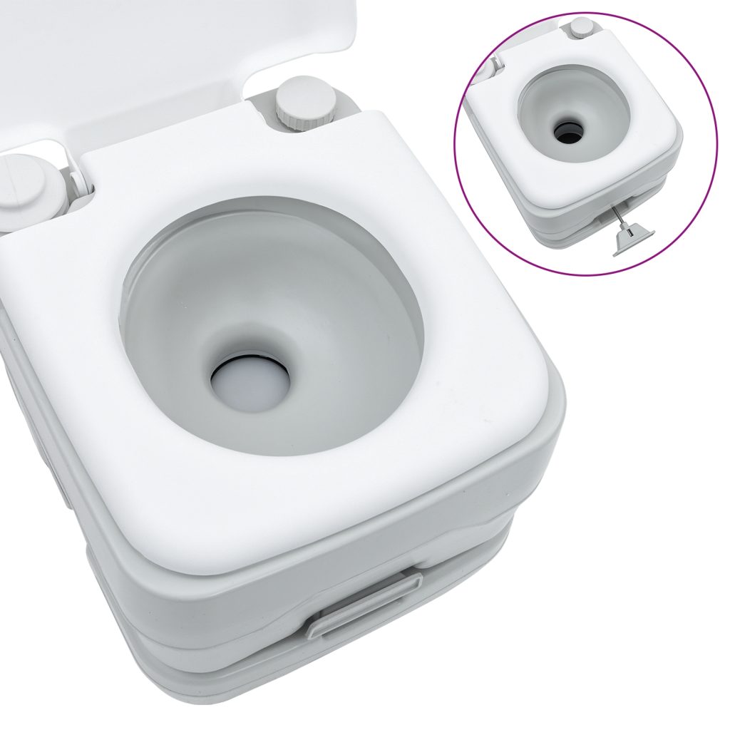 Kannettava WC Harmaa ja Valkoinen Muovi 10 L - Image 5