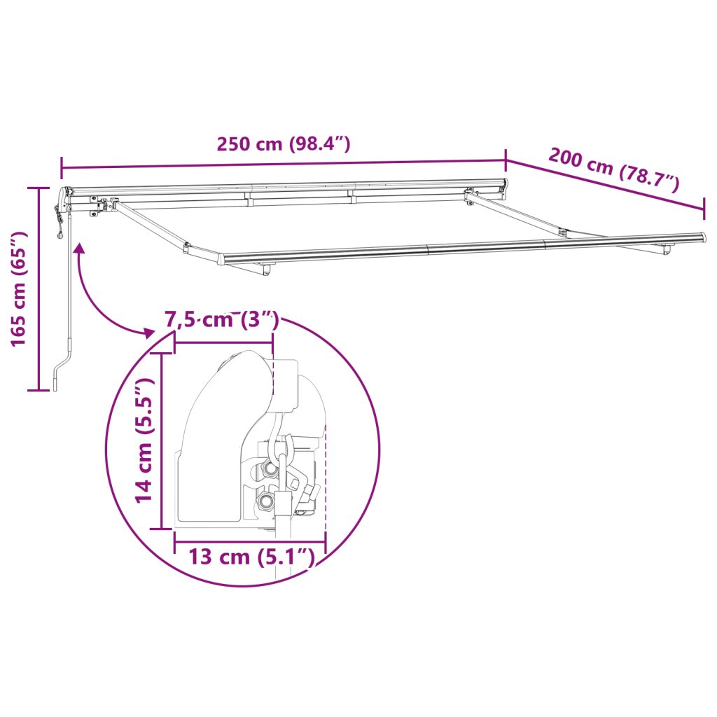 sähkökäyttöinen markiisi vetäytyvällä 2,5x2 m metallilla - Image 10