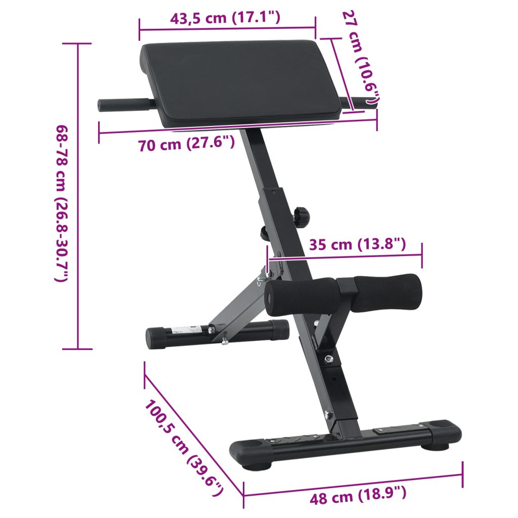 Hyperextension Penkki 120 kg Kokoontaittuva ja Säädettävä Teräs - Image 9