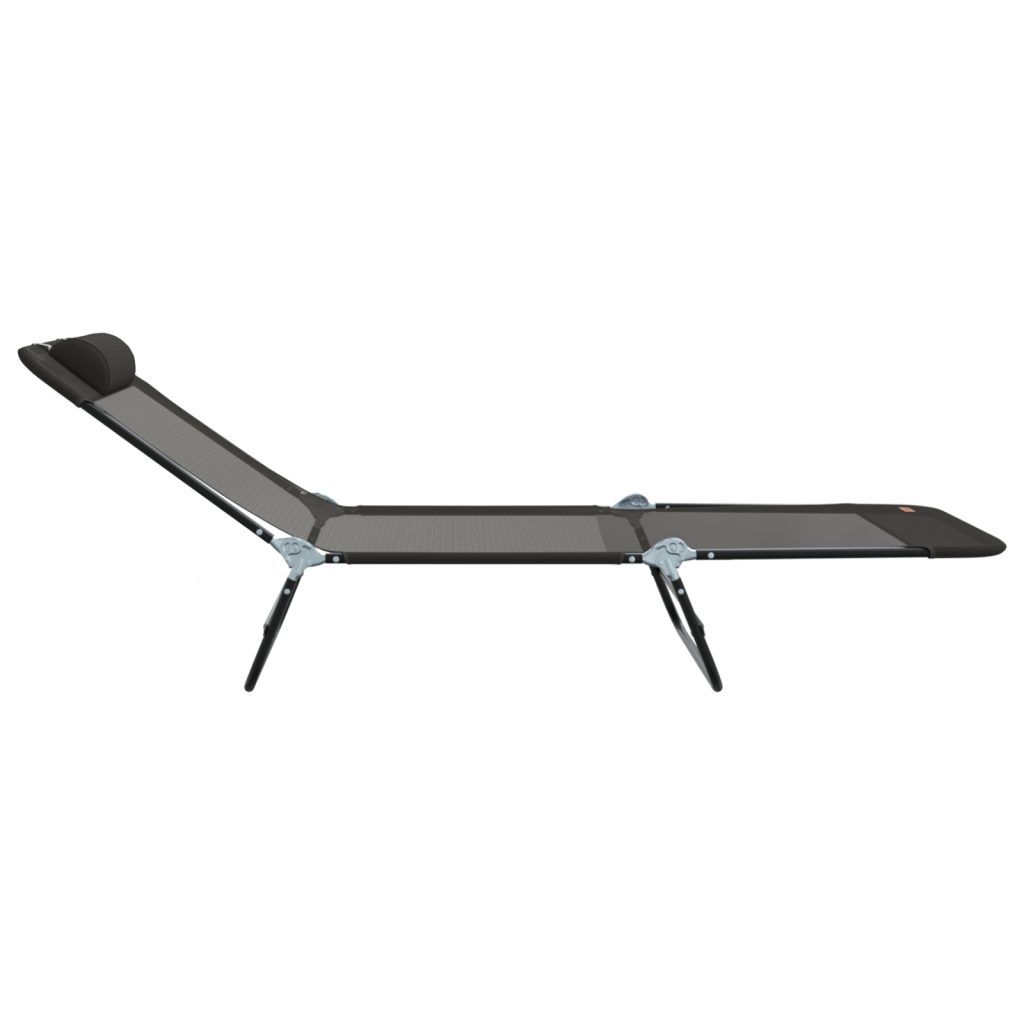 taitettava auringonlounge-tuoli päänsupportilla Musta Textilene - Image 5