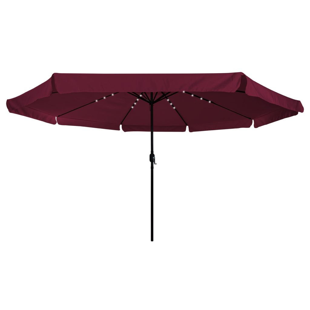Puutarhan Markiisi LED-valoilla ø395x245 cm Bordeaux-punainen - Image 3