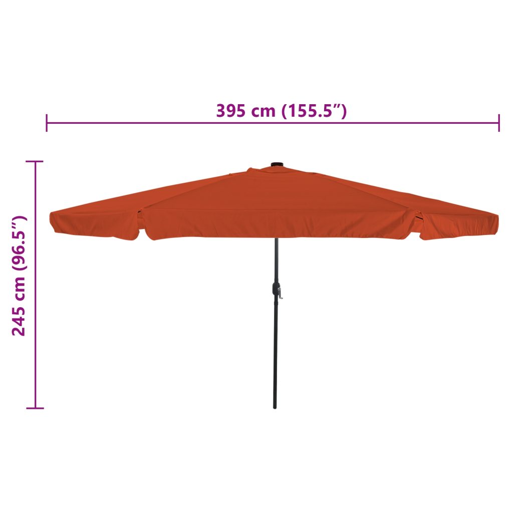 Puutarhamarkiisi LED-valoilla ø395x245 cm terrakotta - Image 8