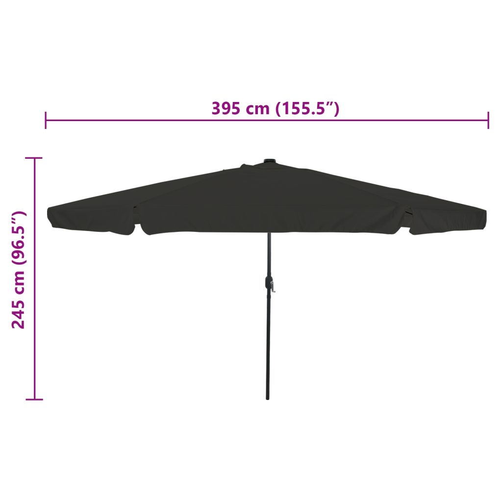 Puutarhahattu LED-valoilla ø395x245 cm Musta - Image 8