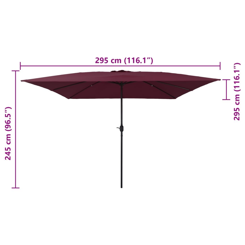 Neliömäinen Puutarha Parasoli 295x245 cm Bordeaux Punainen - Image 7