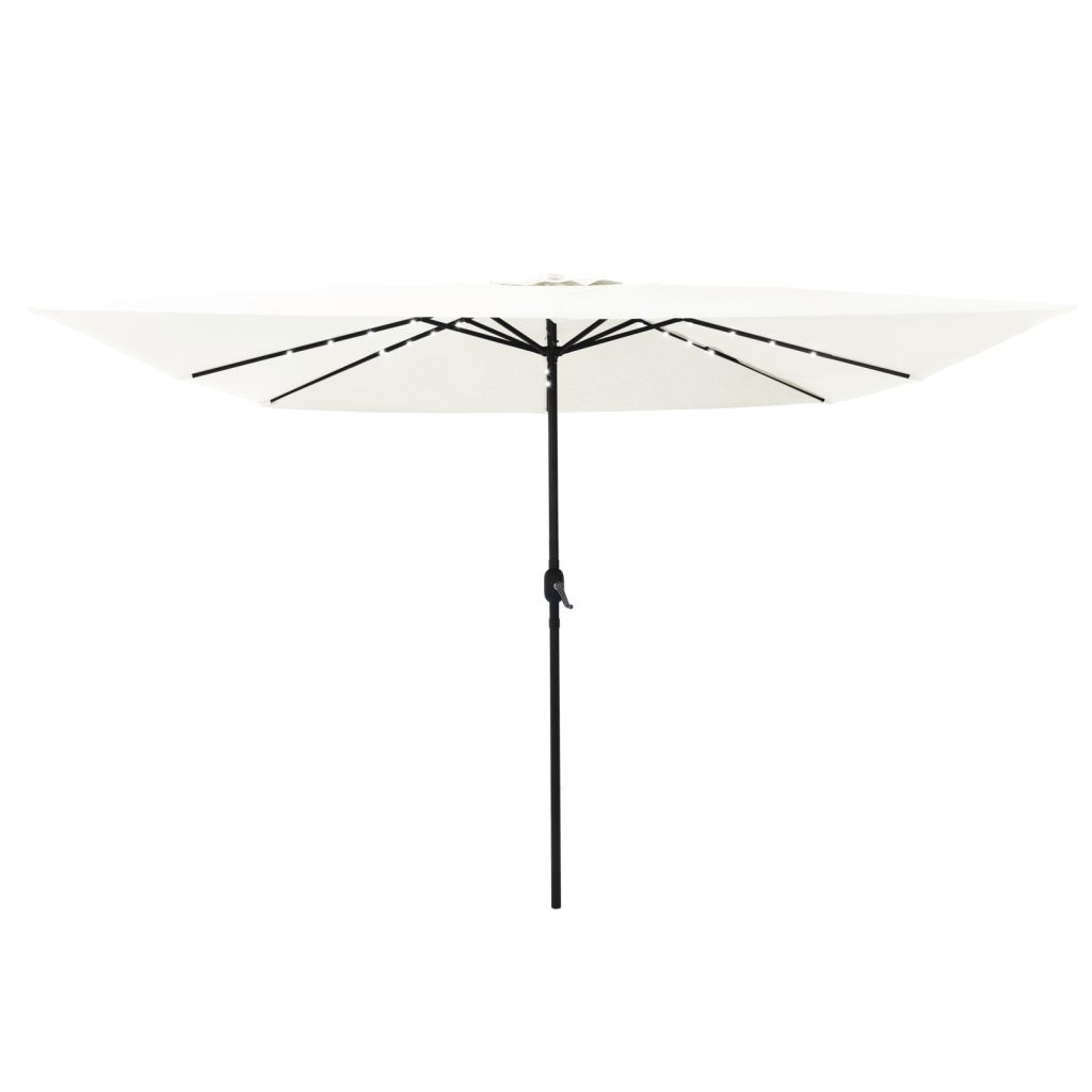 Neliömäinen Puutarhaparasilta LED-valoilla 295x245 cm Hiekka Valkoinen - Image 3