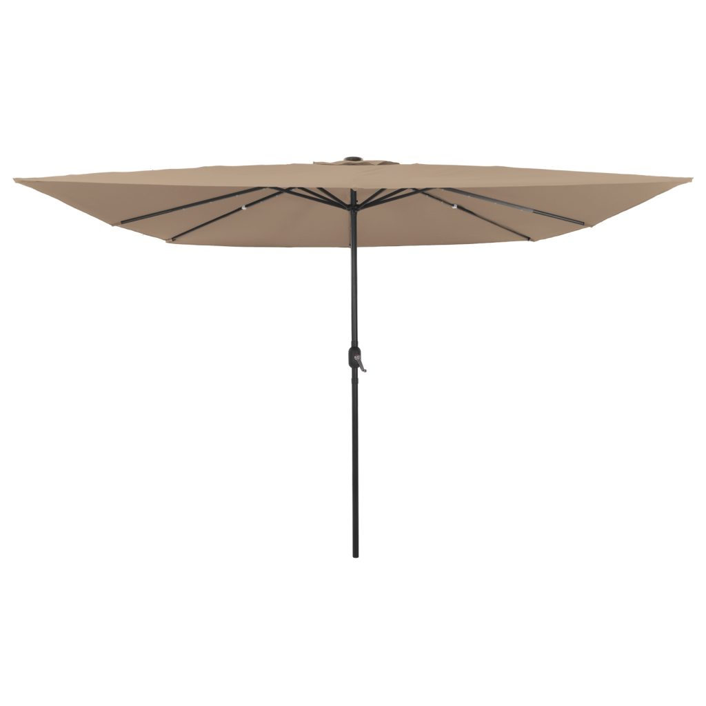 Neliöinen Puutarhaparasol LED-valoilla 295x245 cm Taupe
