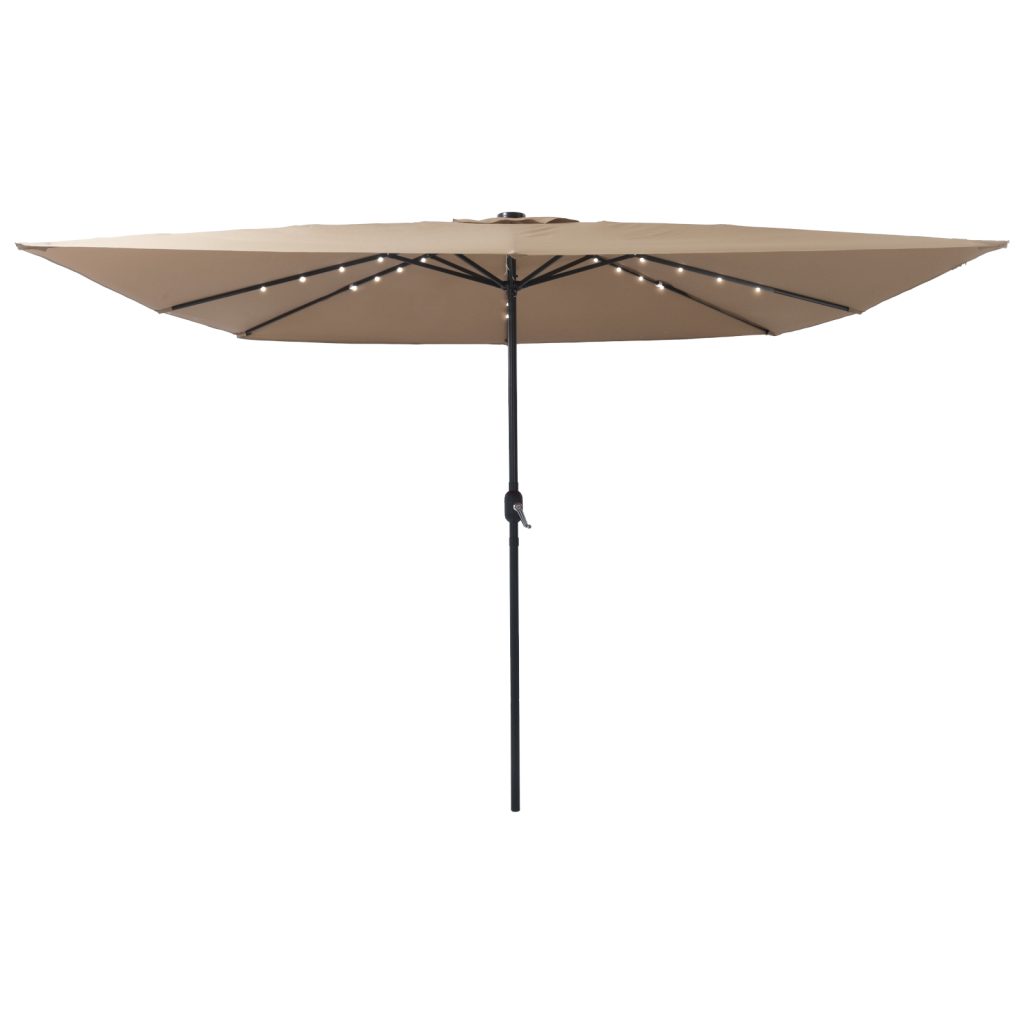 Neliöinen Puutarhaparasol LED-valoilla 295x245 cm Taupe - Image 3