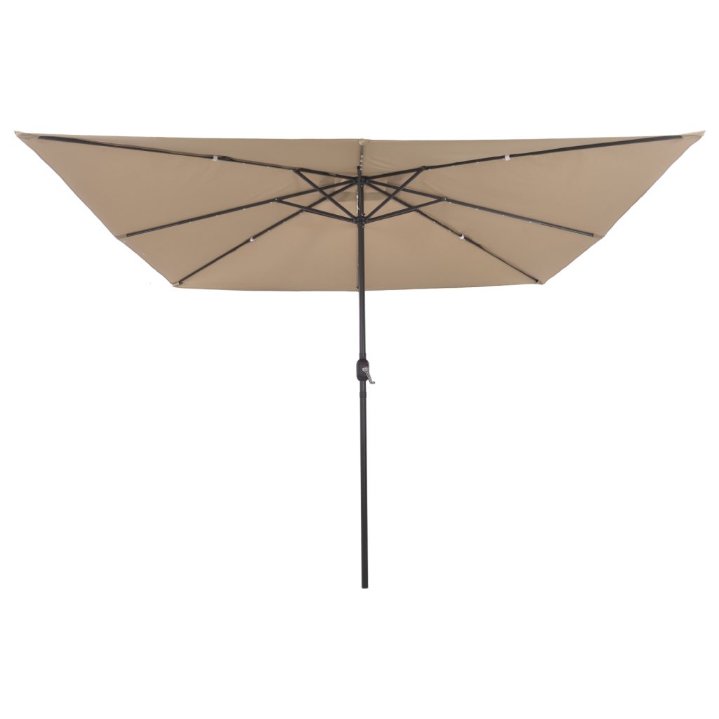 Neliöinen Puutarhaparasol LED-valoilla 295x245 cm Taupe - Image 4