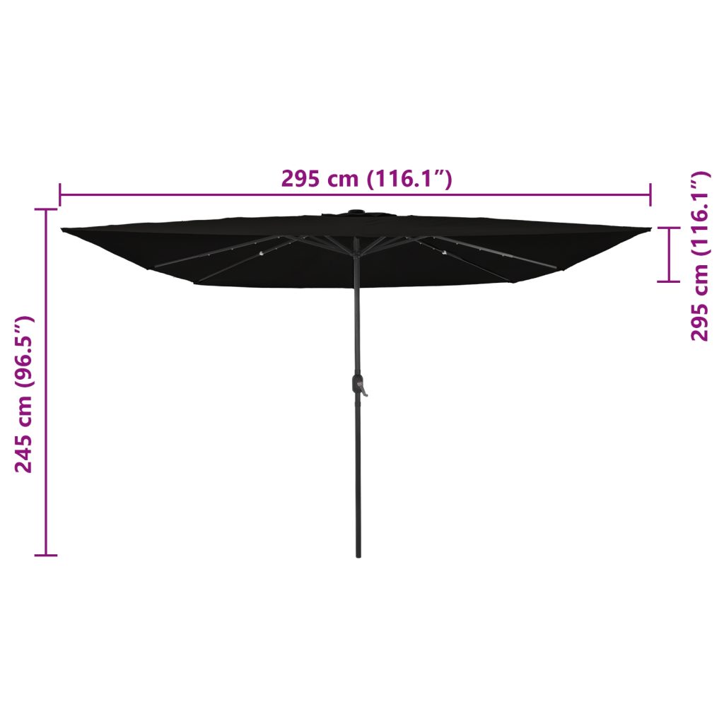 Neliskanttinen Puutarhateltta LED-valoilla 295x245 cm Musta - Image 8