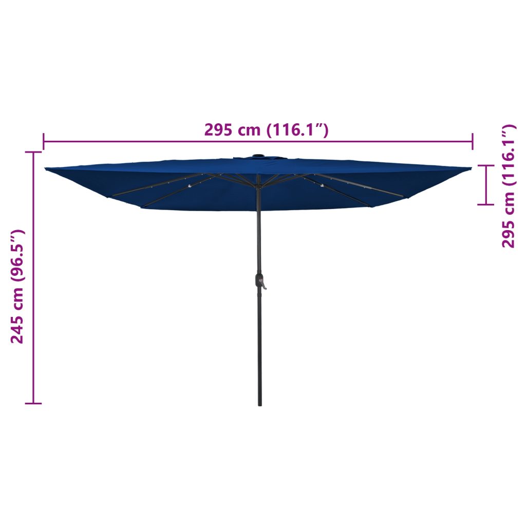 Neliömainen Puutarhateltta LED-valoilla 295x245 cm Taivaan Sininen - Image 8