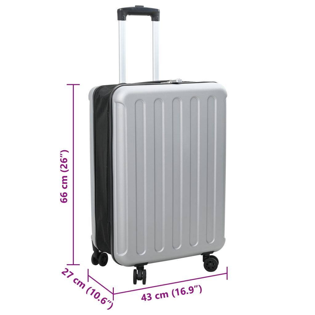 taitettava matkalaukku kovakotelo 24'' hopea 43x27x66 cm ABS - Image 11