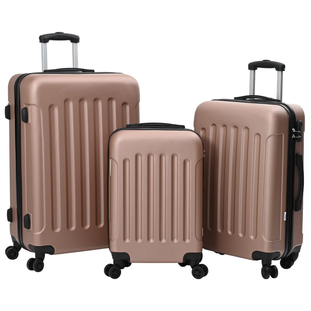 Matkalaukkusetti 3 kpl Kovakuorinen Rose kultainen 20” 24” 28” ABS