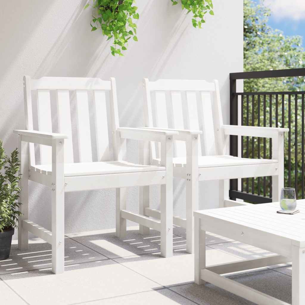 Puutarhatuolit 2 kpl Valkoinen HDPE - Image 3