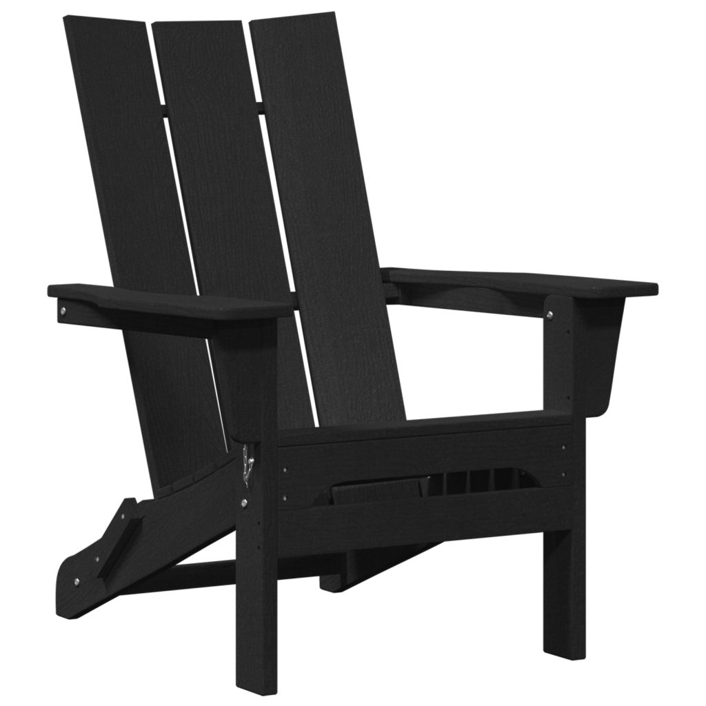 Taitettava Adirondack-tuoli Musta 74.5x80.5x90 cm HDPE - Image 2